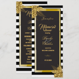Art Deco Guld Ro, Rand, rehearsal Dinner Card Inbjudningar