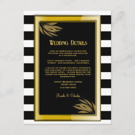 Art Deco Guld Rosor Svarta Ränder Bröllop  Tilläggskort