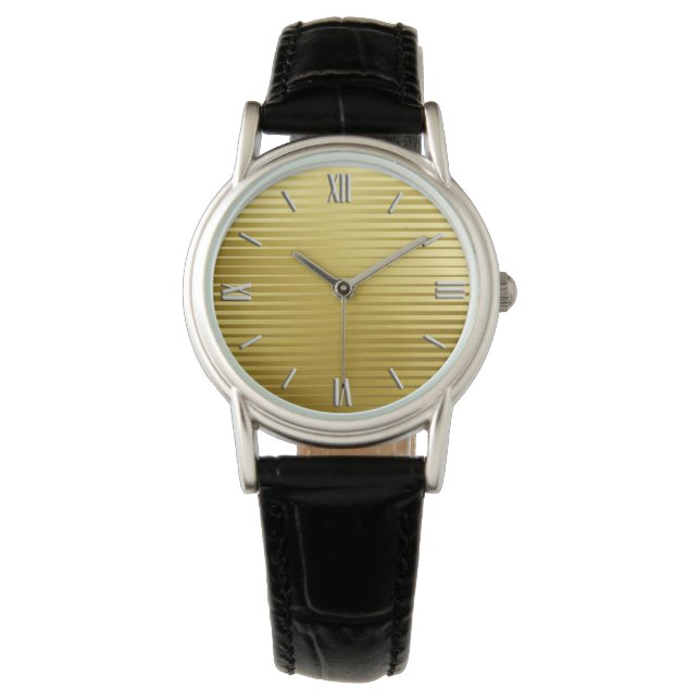 Art Deco Guld Satin Rand Armbandsur (Framsida)