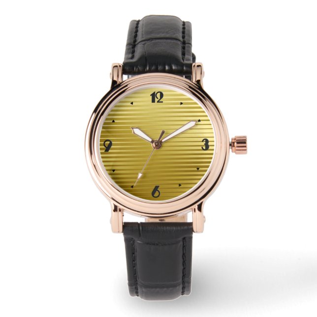 Art Deco Guld Satin Rand Armbandsur (Framsida)