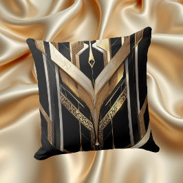 Art Deco Guld Svart Geometrisk Design Kudde