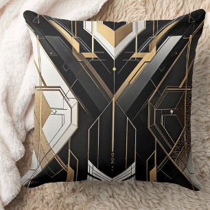 Art Deco Guld Svart Geometrisk Kors Design Kudde