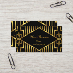 Art Deco Guld Svart Rand Elegant Klassisk 2 Visitkort