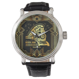 art déco guld, svart, vintage, retro, elegantt so armbandsur