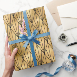 Art deco guld svartvit mönster presentpapper