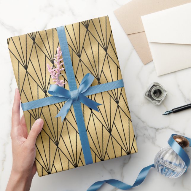 Art deco guld svartvit mönster presentpapper (Gifting)