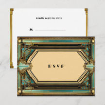 Art Deco Guld Turkos Svart Bröllop