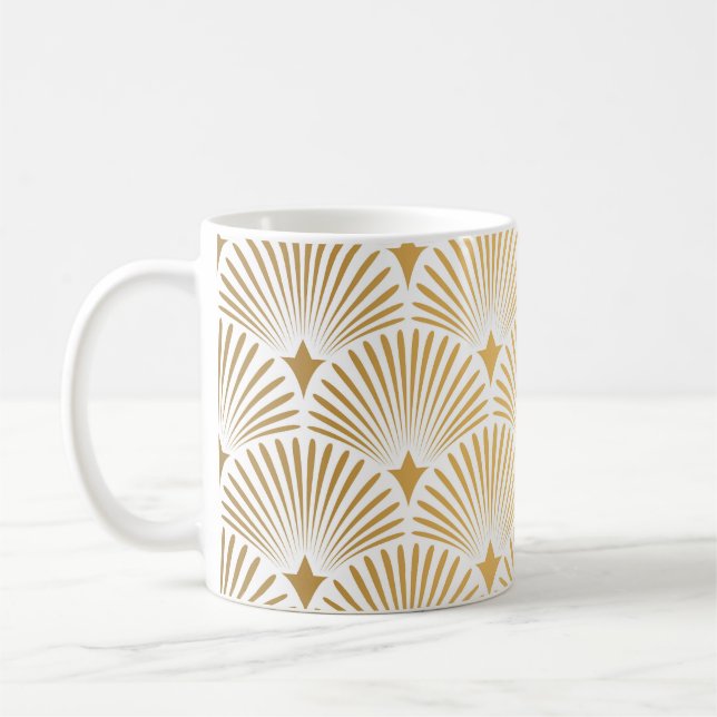 Art Deco: Guld-White Elegance. Kaffemugg (Vänster)