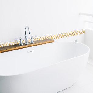 Art Deco Guld White Elegant Geometric Crisp Kakelplatta