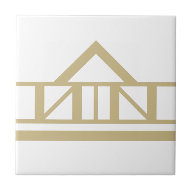 Art Deco Guld White Simple Geometric Gräns 02 Kakelplatta (Framsidan)