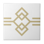 Art Deco Guld White Simple Geometric Gräns 03 Kakelplatta<br><div class="desc">Faux guld och white art deco stil, enkel geometrisk detalj, dekorativ keramisk platta för gräns. Plattan består av tre fyrkanter och linjer. Observera att guld i denna utformning är ett platt gult beige färg och inte ett egentligt guld färg eller folie. Ursprunglig utformning, perfekt för modern vintage eller konsthändelse stil...</div>