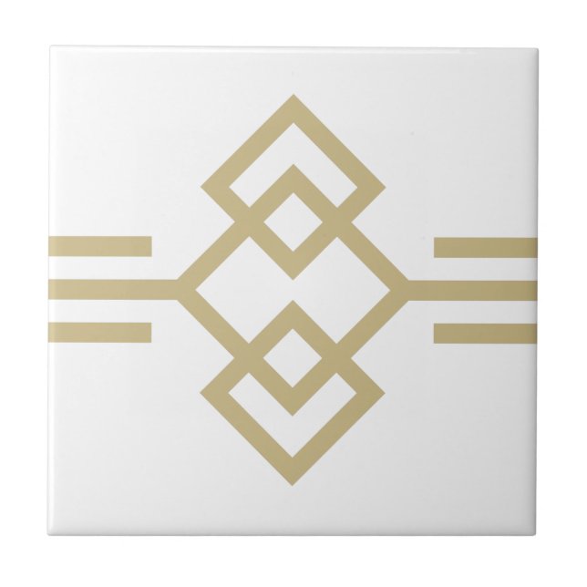 Art Deco Guld White Simple Geometric Gräns 03 Kakelplatta (Framsidan)
