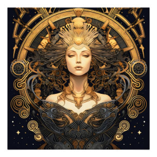 Art Deco Guld Woman Fototryck