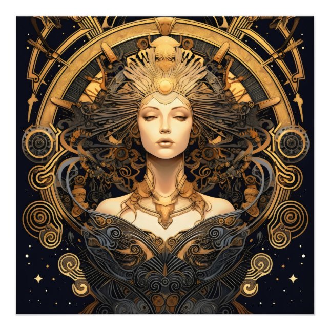 Art Deco Guld Woman Fototryck (Framsidan)