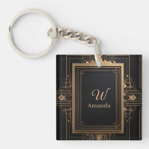 Art Deco guldram med anpassat namn och initial