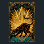 Art Deco Gyllene Strålglans Svart Katt Väggkonst<br><div class="desc">En slank svart katt sträcker sig graciöst mot en magnifik gyllene solstrålning. Med skarpa geometriska strålar och en djup teal marmorpostament,  ger detta 1920-talsinspirerade mästerverk en djärv arkitektonisk energi till alla moderna interiörer eller galleriväggar.</div>