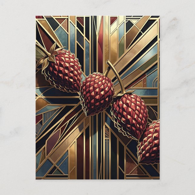 Art Deco Hallon Geometrisk Guld Vykort (Framsida)