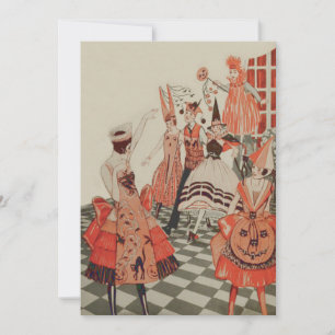 Art Deco Halloween fest Black Cat Pumpkin Inbjudningar