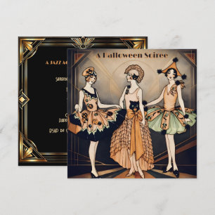 Art Deco Halloweenfest-inbjudan Vintage 1920 Inbjudningar