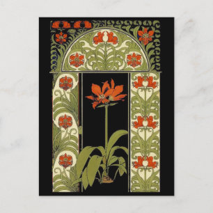 Art Deco-hälsningskort för Blommigt Vykort