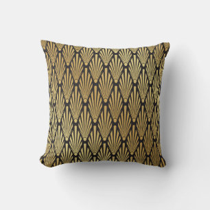Art Deco Handflatan: Black Guld. Kudde