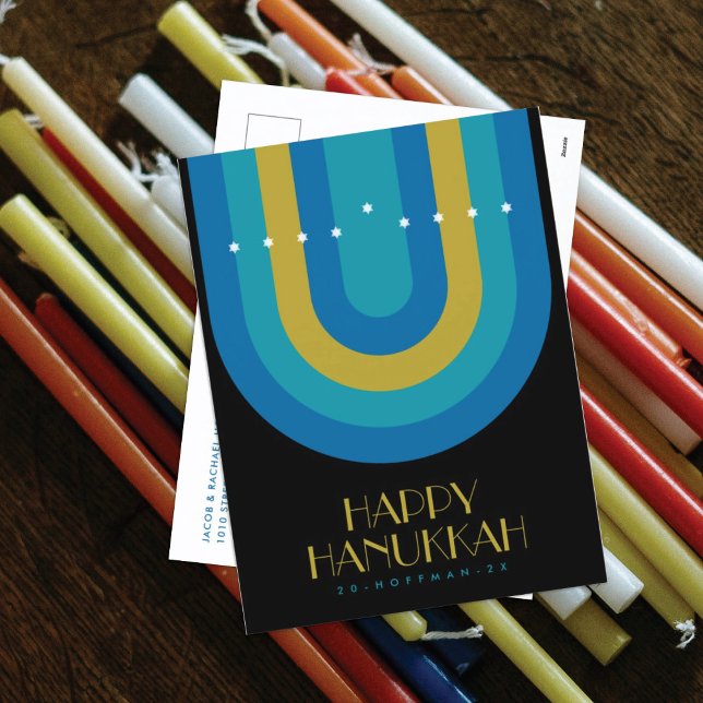 ART DECO HANUKKAH HELGDAG CARD HELG VYKORT (Skapare uppladdad)