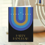 ART DECO HANUKKAH HELGKORT<br><div class="desc">En blå,  teal och guld art deco-design som simulerar en hanukiah.</div>