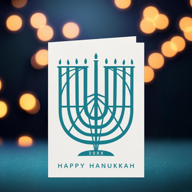 Art Deco Hanukkiah Menorah Lycklig Hanukkah Helgda Helgkort (Skapare uppladdad)