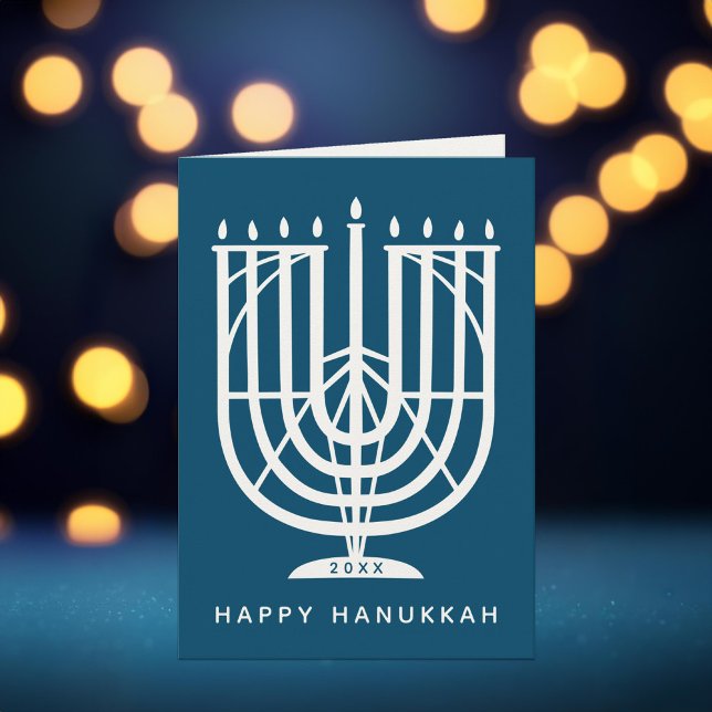 Art Deco Hanukkiah Menorah Lycklig Hanukkah Helgda Helgkort (Skapare uppladdad)