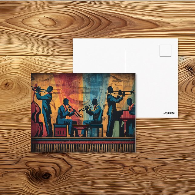 Art Deco Harlem Renaissance Jazzorkester Konst Vykort (Skapare uppladdad)