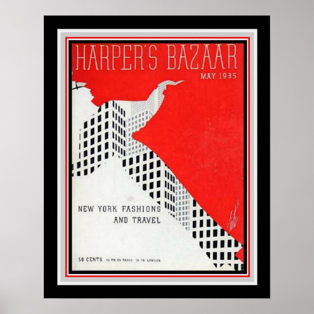 Art Deco Harpers Bazaar 1935 Skriv ut 16 x 20 Poster (Framsidan)