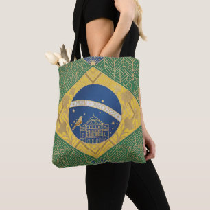 Art Deco Heritage Flagga Brasilien Anpassat Namn Tygkasse