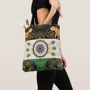 Art Deco Heritage Flagga Indien Anpassat Namn Tygkasse