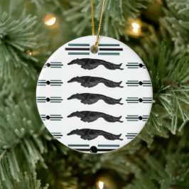 Art Deco Hoppande Borzoi Julgransprydnad Keramik