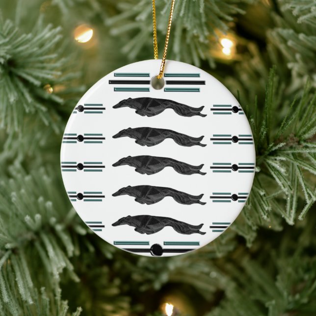 Art Deco Hoppande Borzoi Julgransprydnad Keramik (Träd)