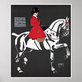 ART DECO HORSE och RIDER: Fin konst Poster