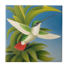 Art Deco Hummingbird Kakelplatta