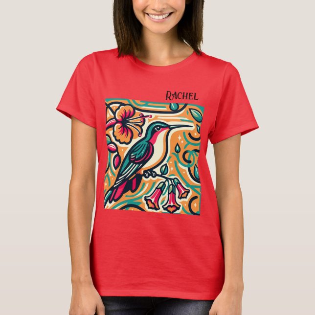 Art Deco Hummingbird Women's T Shirt (Framsida)