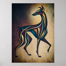 Art Deco Hund Abstrakt Geometrisk Djur Väggkonst