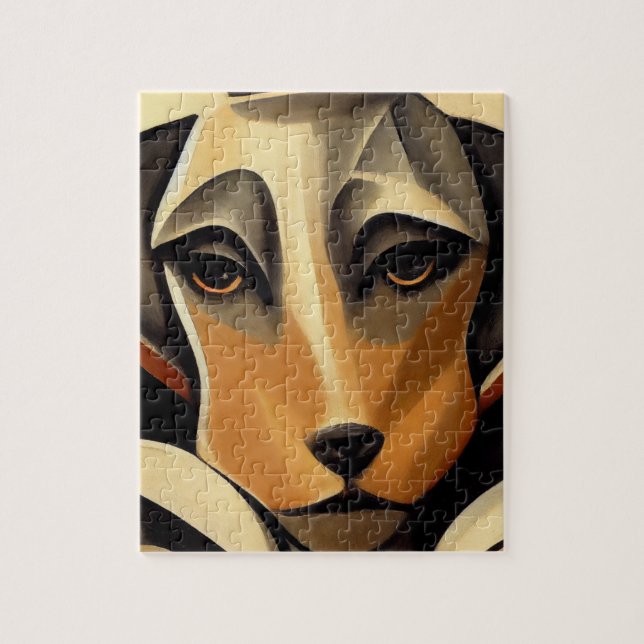 Art Deco Hund Ansikte Pussel (Vertikal)