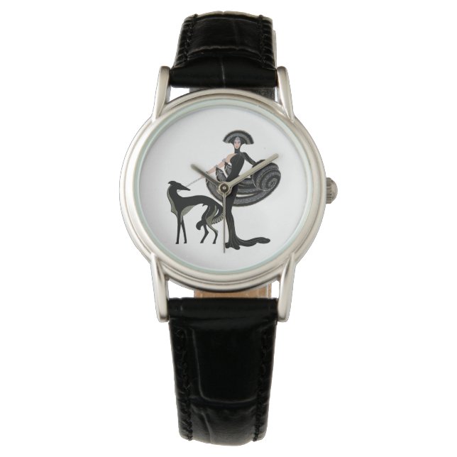 Art Deco Hund och Dam eWatch Ur Armbandsur (Framsida)