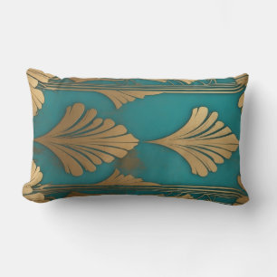 Art Deco i blått och guld Lumbarkudde