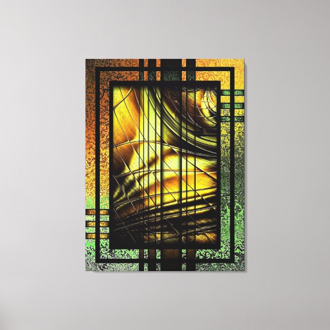Art Deco i grönt och guld Canvastryck (Framsida)