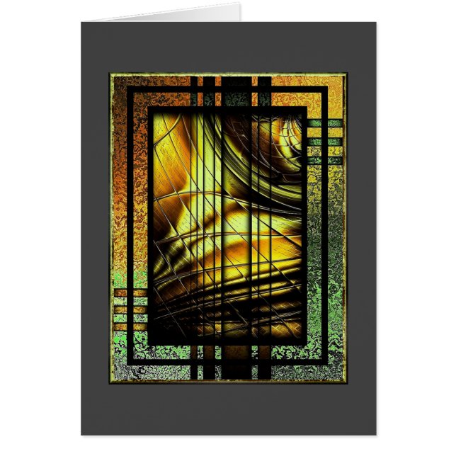 Art Deco i Grönt och Guld Hälsningskort (Framsidan)