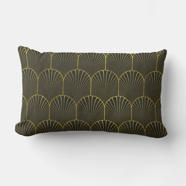 Art Deco i Guld och Black Lumbarkudde (Framsida)