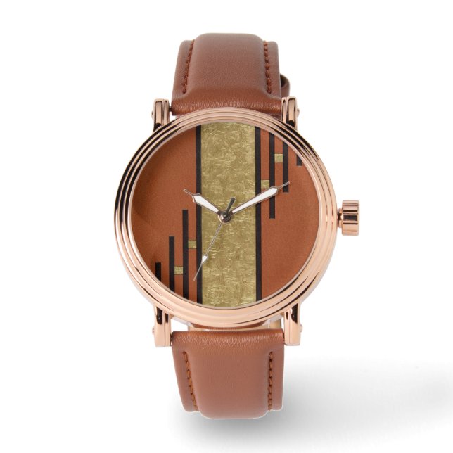 Art Deco i guld och tan Armbandsur (Framsida)