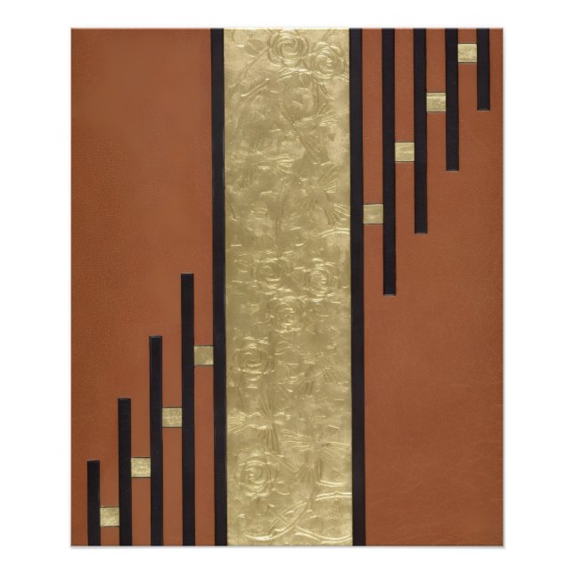 Art Deco i Guld och Tan Fototryck (Framsidan)