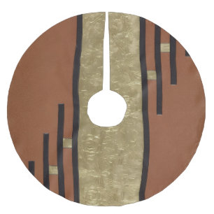Art Deco i guld och tan Julgransmatta Borstad Polyester