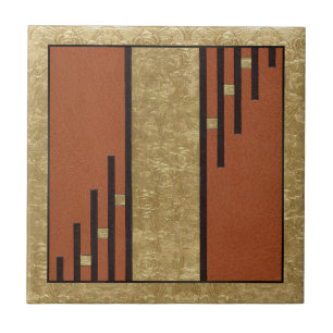 Art Deco i Guld och Tan Kakelplatta