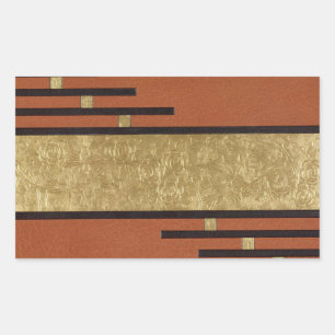 Art Deco i guld och tan Rektangulärt Klistermärke